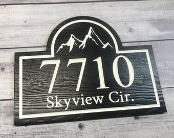 Mountain Address Sign, House Number Sign, Custom Address Sign, Personalized House Number Sign, Lamp Post Sign, Single or Double Sided