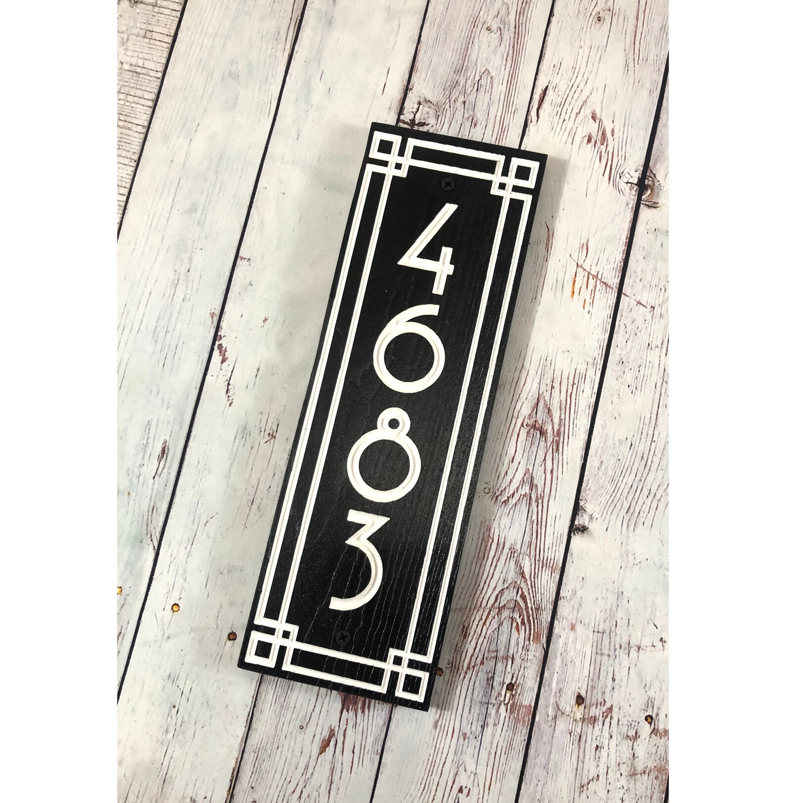 Art Deco Address Sign Vertical Address Sign Personalized Etsy