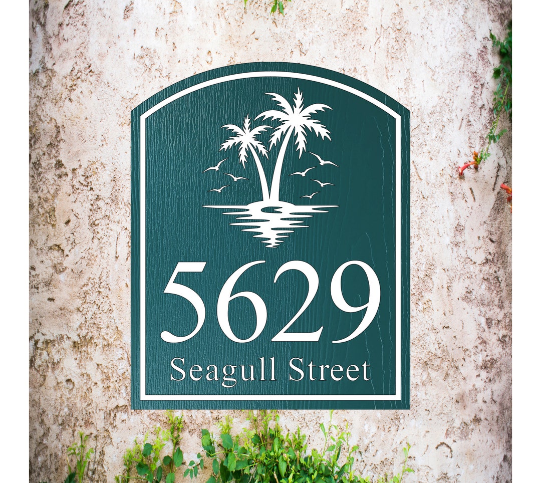 Palm Tree House Number Sign, Coastal Address Sign, Palm Tree Address
