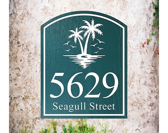 Mini Palm Tree House Number Sign, Coastal Address Sign, Palm Tree Address Sign, Custom Address Sign, Address Plaque House, House Sign