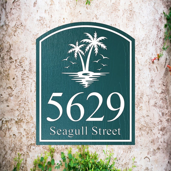 Mini Palm Tree House Number Sign, Coastal Address Sign, Palm Tree Address Sign, Custom Address Sign, Address Plaque House, House Sign