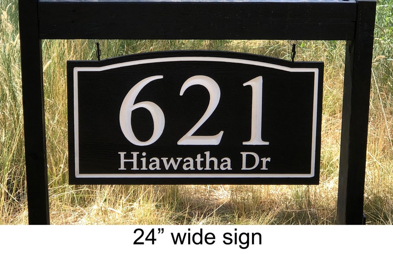 Hanging House Number Sign, Driveway Address Sign, Signpost sign, Wood Grain Address Sign, Lamp Post Address Sign, Single or Double Sided image 4
