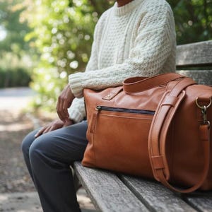 Sac JAPEN Tan - avec insert en cuir véritable. Sac messager pour femme et homme. Grande
