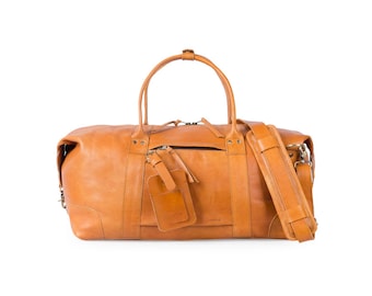 Leather weekend and travel bag for men and women. Handmade leather duffle and weekender, Carry On bag, overnight, personalized monogram