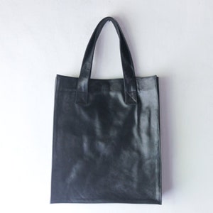 Leather Tote Bag, CarryAll, Shoulder Bag, Laptop, MacBook, Shopping Bag - Handmade Black Genuine Leather