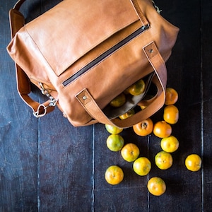JAPEN Large - Sac messager et sac de week-end en cuir pour homme et femme, cadeau d'anniversaire ou de mariage fait main. Cartable, porte-documents ou sac à main