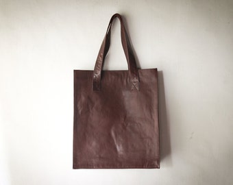 Leather Tote Bag, CarryAll, Shoulder Bag, Laptop, MacBook, Shopping Bag - Handmade Chocolate Brown Genuine Leather
