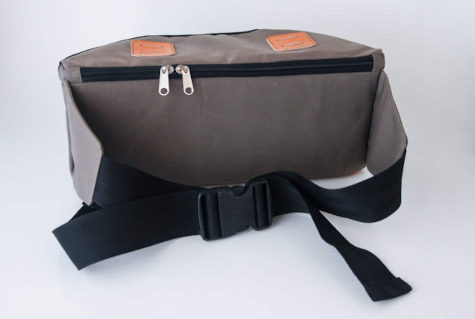 DSLR Camera Waist Bag, Fanny Pack, Waxed Canvas and Genuine Leather