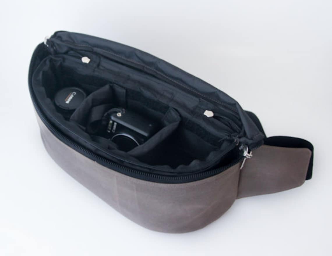 DSLR Camera Waist Bag Fanny Pack Waxed Canvas and Genuine Etsy