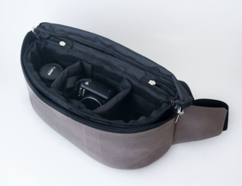 DSLR Camera Waist Bag, Fanny Pack, Waxed Canvas and Genuine Leather