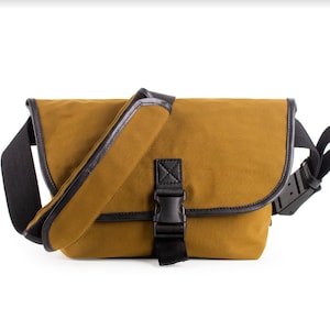 LETI Small - Sac bandoulière en toile et cuir pour homme et femme. Sac pliable pour ordinateur portable ou sac de voyage. Cadeau d'anniversaire fait main