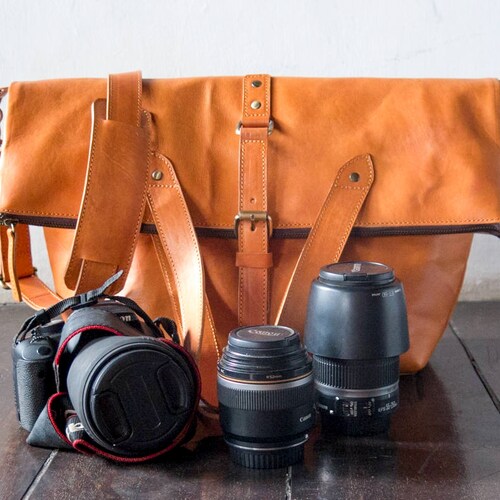 DSLR Camera Bag With Insert Leather Camera Bag SLR Tote Bag Etsy
