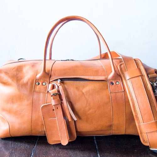 Leather Duffle and Travel Bag Handmade in Leather. Weekend Etsy