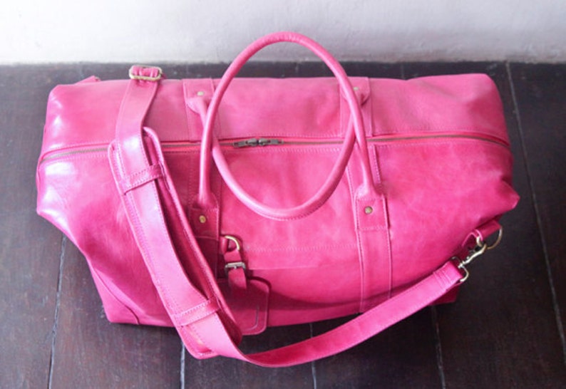 Leather Weekend and Travel Bag for Men and Women. Handmade Etsy