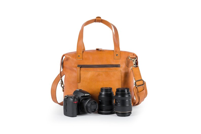 Dslr Camera Bag With Insert Genuine Leather Tote Bag Etsy