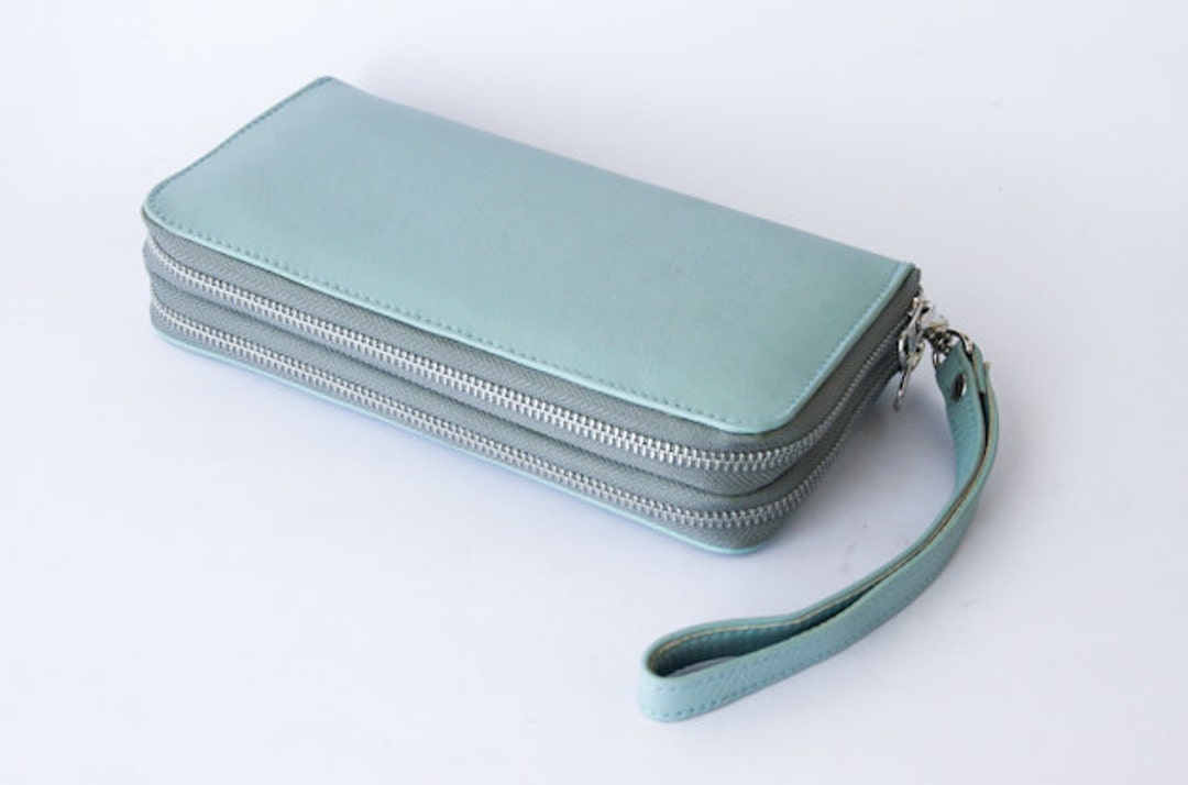 ALL GENUINE LEATHER Wallet Baby Blue Leather / Ladies Wallet - Etsy