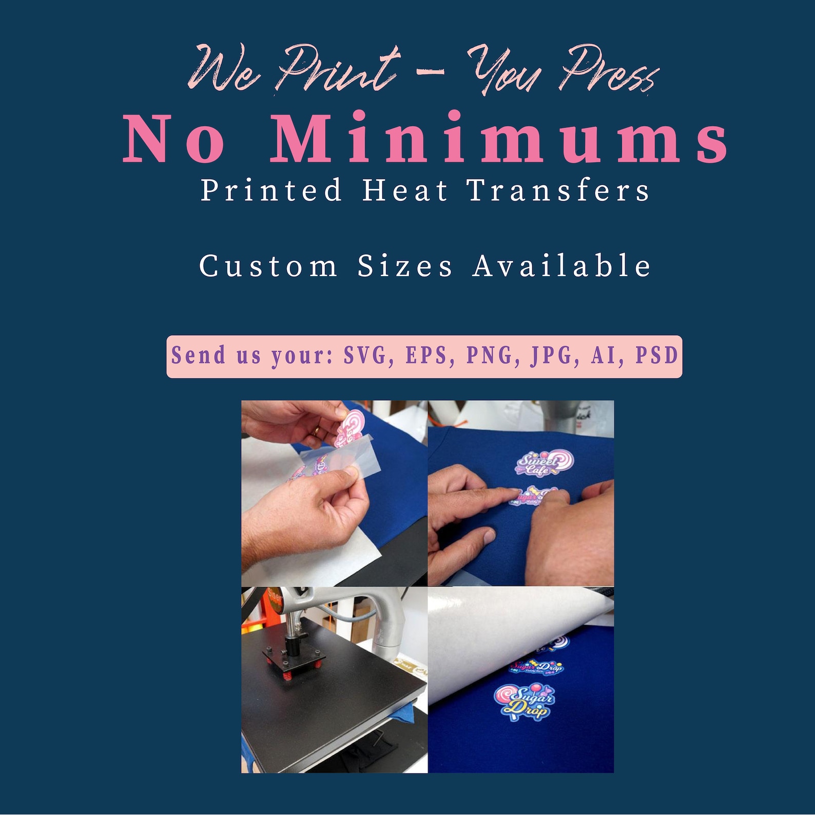 Custom HTV Vinyl Transfer Prints Ready to Press HTV Custom Etsy