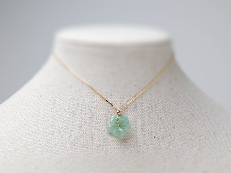 Jade Necklace Gold Jade Necklace for Women Jade Jewelry Aventurine Necklace image 8