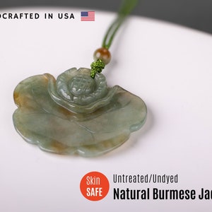 Burma Jade Halskette Jade Anhänger Halskette Jadeit Halskette Lotus Halskette