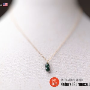 Tiny Burmese Jade Necklace Gold Jade Necklace Jadeite Pendant Tiny Jade Peanut Necklace