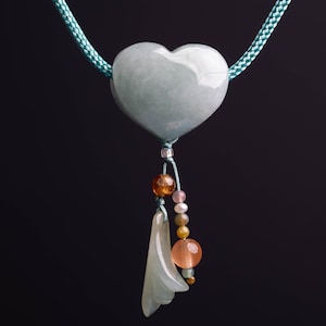 Untreated Jade Necklace Heart Necklace Jade Jewelry Jade Pendant Necklace