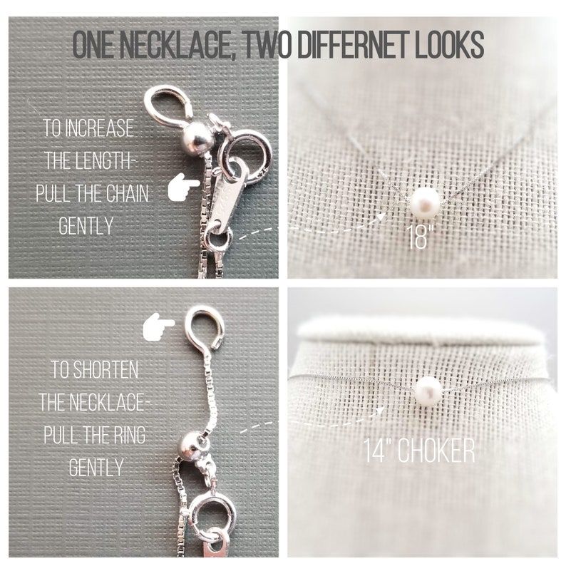 Real Pearl Necklace June Birthstone Necklace Fresh Water Pearl Necklace Silver Single Pearl Necklace Pearl Choker Necklace