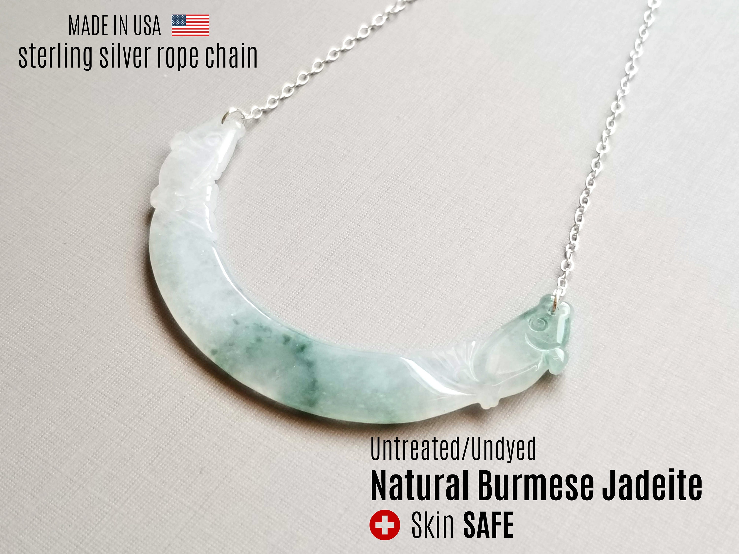 Burmese Jade Necklace Silver Jade Pendant Necklace Jadeite Etsy