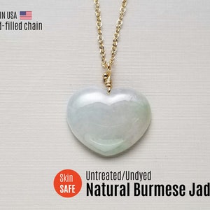 UNTREATED Jade Necklace Gold Jade Heart Necklace