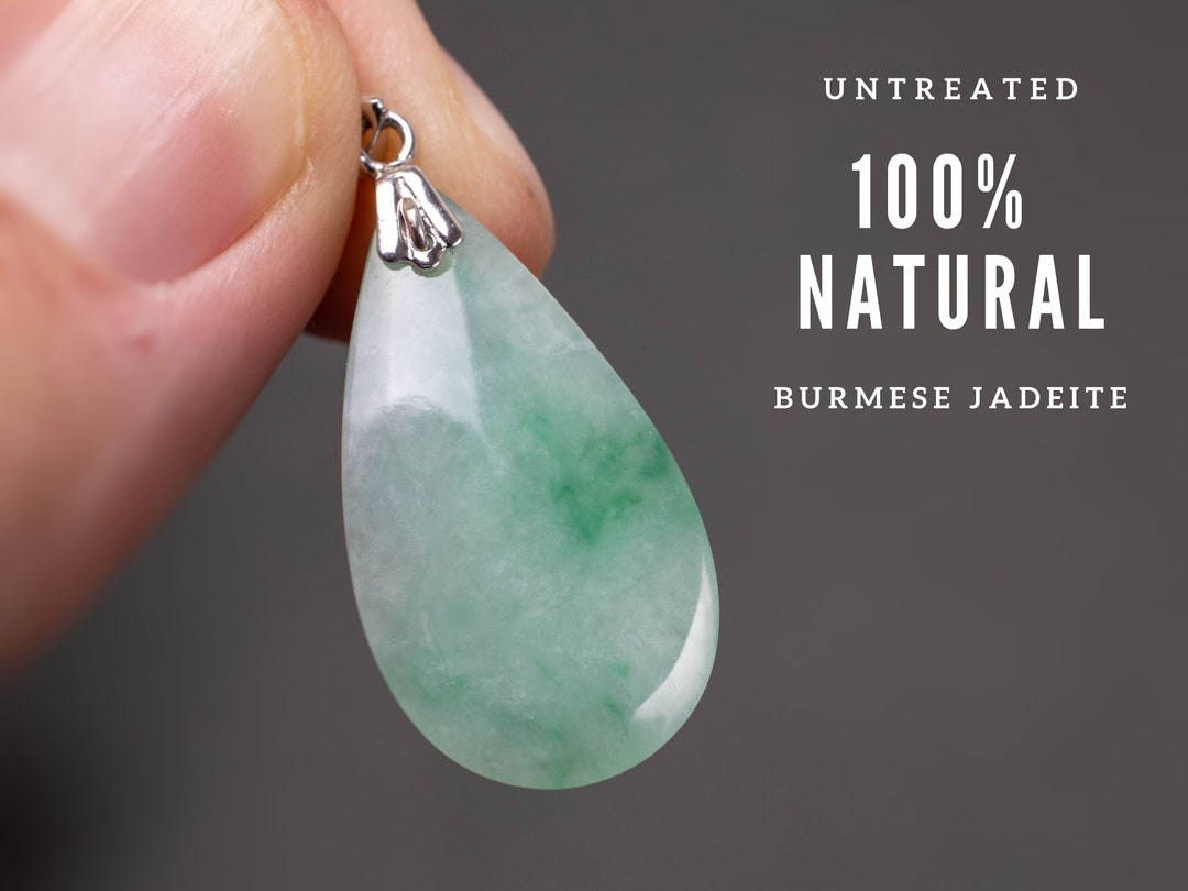 UNTREATED Jade Necklace Silver Jade Pendant Necklace Jadeite