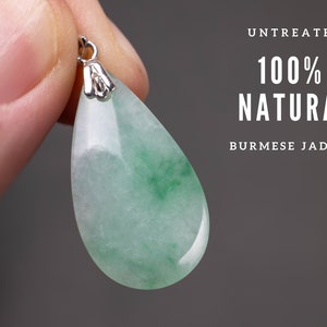 UNTREATED Jade Necklace Silver Jade Pendant Necklace Jadeite Necklace
