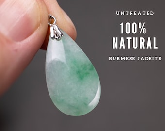 UNTREATED Jade Necklace Silver Jade Pendant Necklace Jadeite Necklace