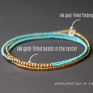 Delicate Gold Turquoise Bracelet Dainty Beaded Multi Wrap Bracelet Turquoise Seed Bead Necklace Dainty Bracelets for Women