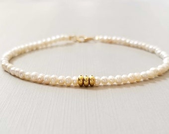Zierliches Perlenarmband Süßwasserperle Armband Blumenmädchen Armband Zierliche Samenperle zierliches Armband für Frauen