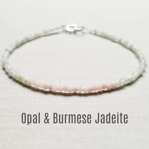 Elegant Jadeite Beaded Bracelet for Women with Genuine White Jade and Opal