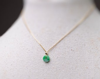 Tiny Burmese Jade Necklace Gold Jade Necklace Jadeite Necklace