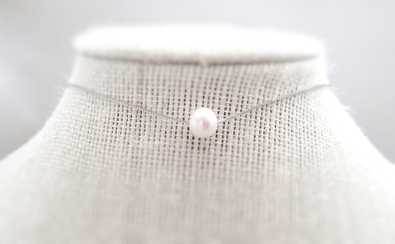 Real Pearl Necklace June Birthstone Necklace Fresh Water Pearl Necklace Silver Single Pearl Necklace Pearl Choker Necklace