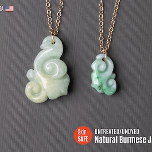 Burmese Jade Ruyi Pendant Necklace: 14k Gold-Filled or Sterling Silver, Untreated Jadeite