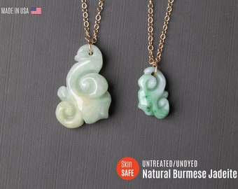 UNTREATED Jade Necklace Gold Jade Necklace Jadeite Pendant Necklace Ruyi Jade Pendant Necklace Jade Jewelry