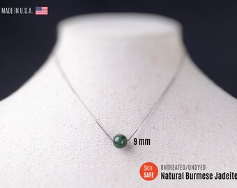 Burmese Jade Bead Necklace: Untreated Jadeite, Sterling Silver or Gold