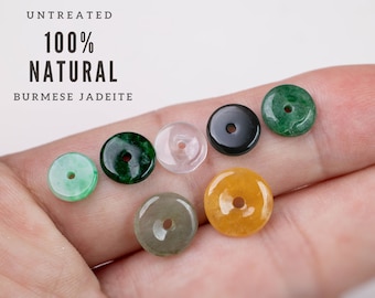 Tiny Burmese Jadeite Necklace: Untreated Jade Donut, Sterling Silver or Gold