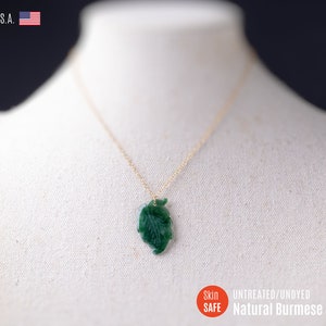 Burmese Jade Leaf Necklace: 14k Gold-Filled Chain