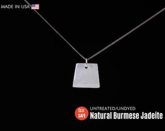 Tiny White Jade Necklace: Natural Burmese Jadeite on Adjustable Sterling Silver Chain