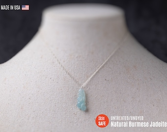 Blue Jade Necklace Silver Jade Pendant Necklace Ruyi Jadeite Necklace