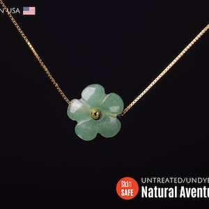 Aventurine Flower Necklace: Adjustable Length, Sterling Silver or Gold