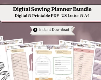 Digital Sewing Planner PDF Bundle - US Letter & A4 - For hobbyists, businesses, cosplayers - Instant download!