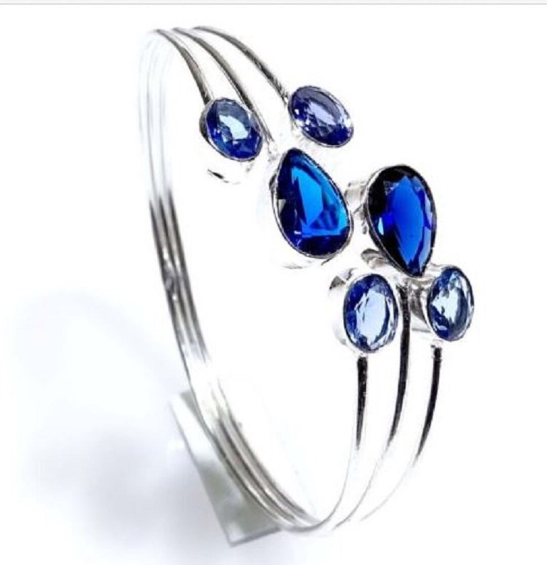 Iolite & Lab Created Blue Topaz 925 Sterling Silver Adjustable Etsy