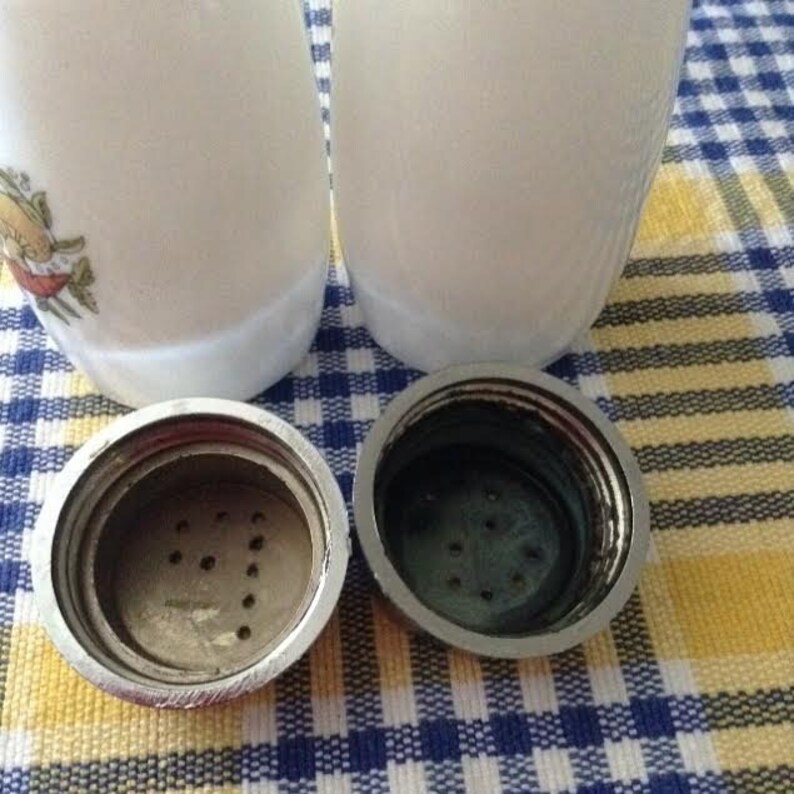 Spice of Life Salt /& Pepper Shakers Milk Glass 1970/'s