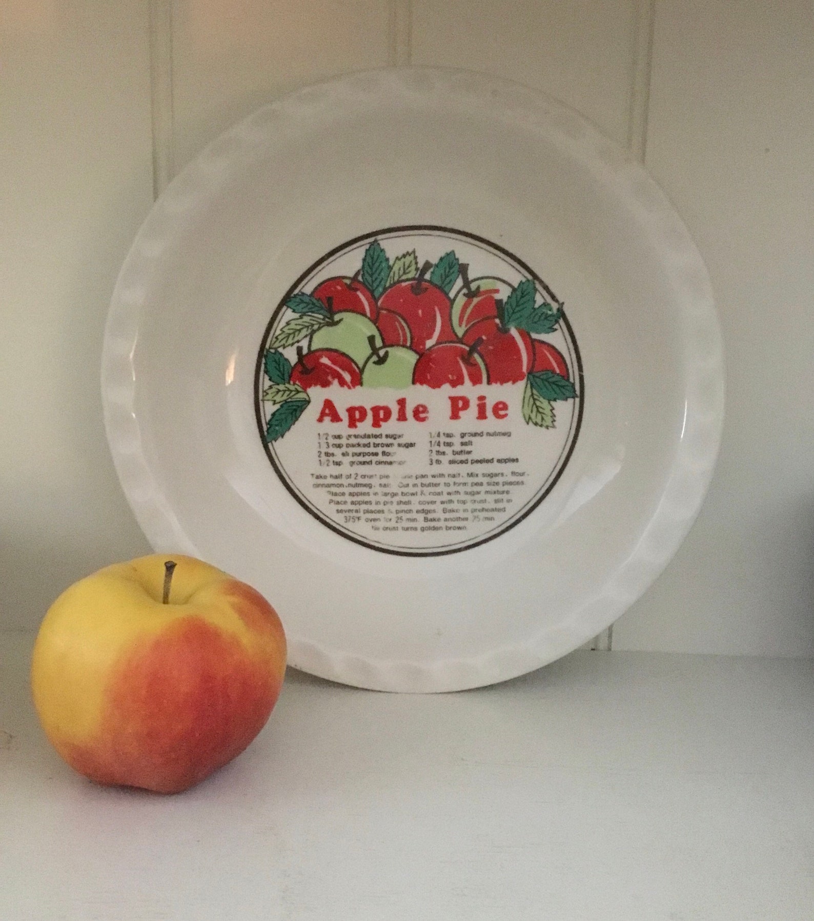 Apple Pie Plate Stoneware 1970s Etsy