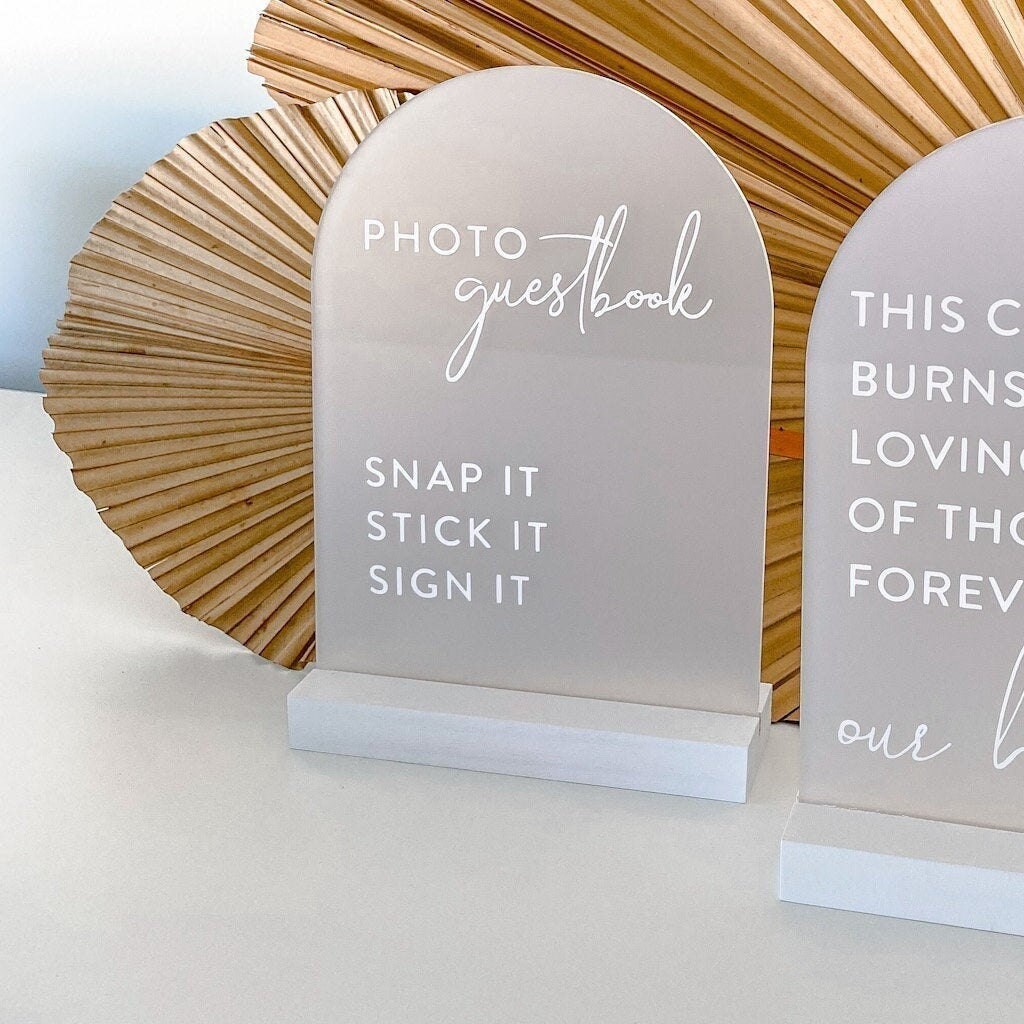 Photo Guest Book Sign Frosted Acrylic Arch White Black Etsy Australia