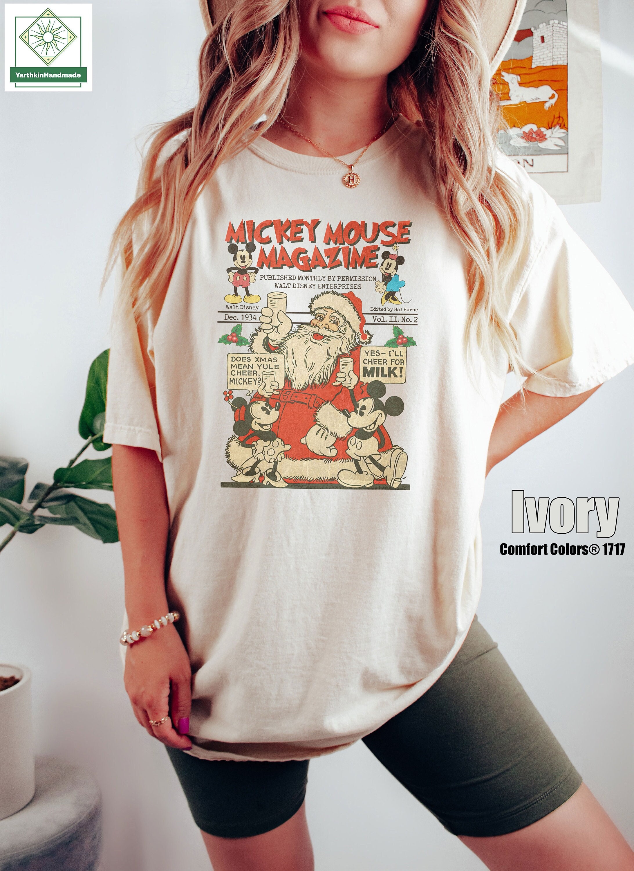 Discover Retro Mickey Mouse Magazine Shirt, Retro Disney Christmas Shirt, Vintage Mickey Minnie Christmas Shirt, Retro Santa Claus